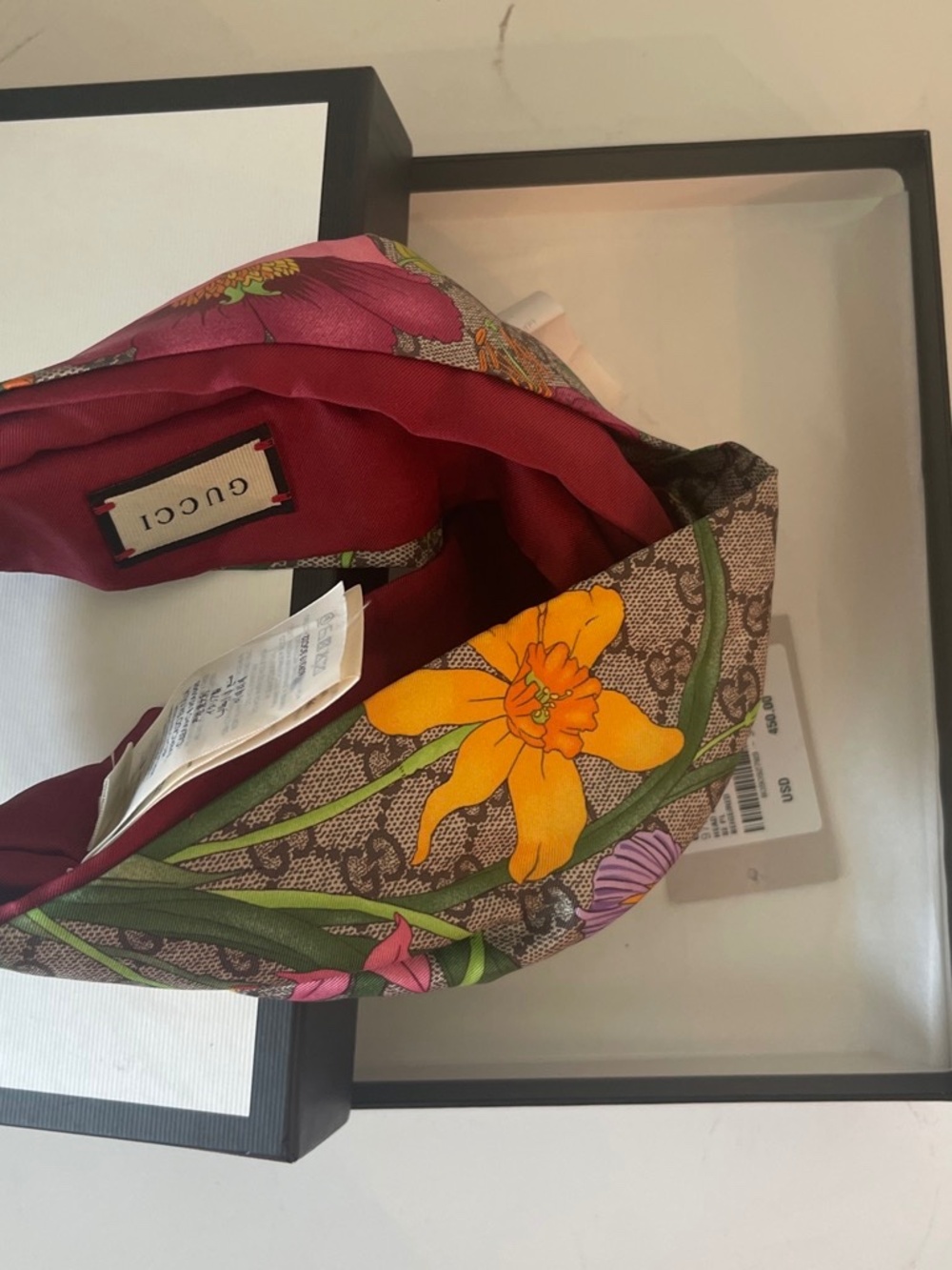 Gucci Multicolor Floral Twist Headband with Red Lining - Picture 2 of 8